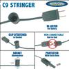 Novelty Lights 100 Foot C9 Outdoor String Light Christmas Stringer - Patio String Lights - Intermediate Base (C9/E17) - 12" Spacing - White Wire view 4