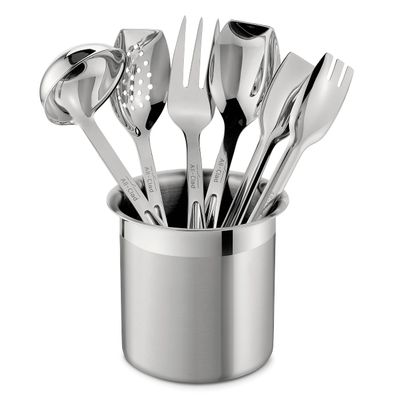All-Clad Specialty Stainless Steel Kitchen Gadgets 5 Piece Tool Set with Caddy Kitchen Tools, Kitchen Hacks Silver