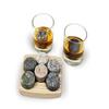 Sea Stones- 9-Piece Set - Full Sized Upcycled Granite Whiskey Chilling Stones- On the Rocks Set Includes 2 Monogrammable Tumblers with Wooden Presentation Tray - Made in the USA with Granite from NH view 1