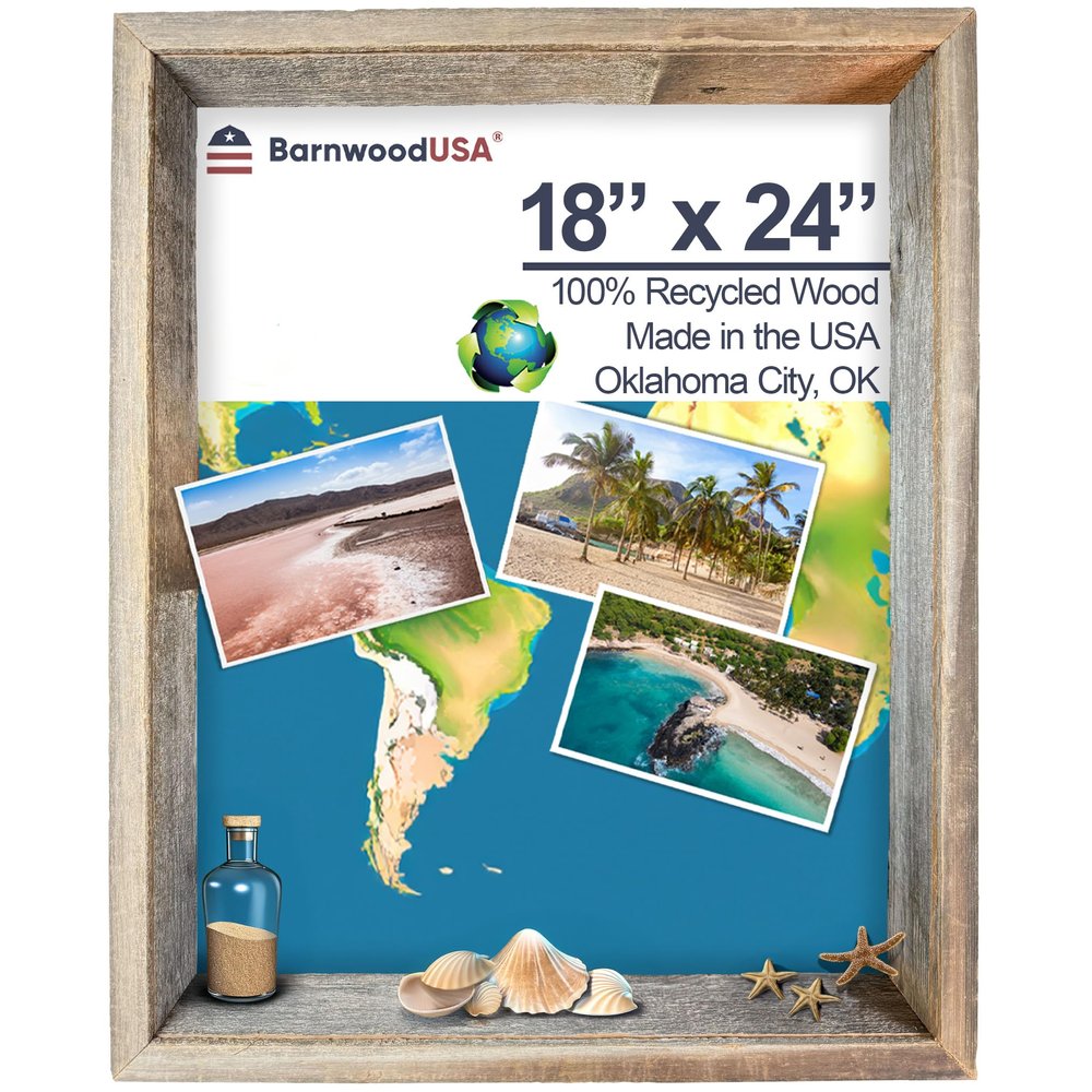BARNWOODUSA 18"x24" Rustic Collectible Shadow Box Picture Frame Made of Upcycled Wood Shadow Box