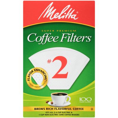 Melitta #2 Cone Coffee Filters, White, 100 Count - Packaging May Vary