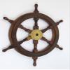 One India India Nautical Art 24'Round and Nice Wood and Brass Ship Wheel(55 Cmx3.75 Cm X60 Cm) Standard Shesham Wood Finish view 1