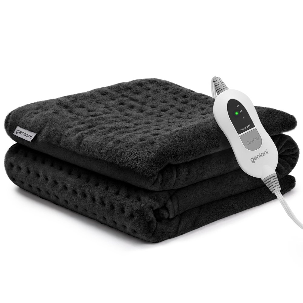 GENIANI Electric Heating Pad for Back Pain & Cramps Relief, Electric Throw, Auto Shut Off, Machine Washable, Moist Heat Pad for Neck & Shoulder - Valentines Day Gifts for Her (12'24" Black)