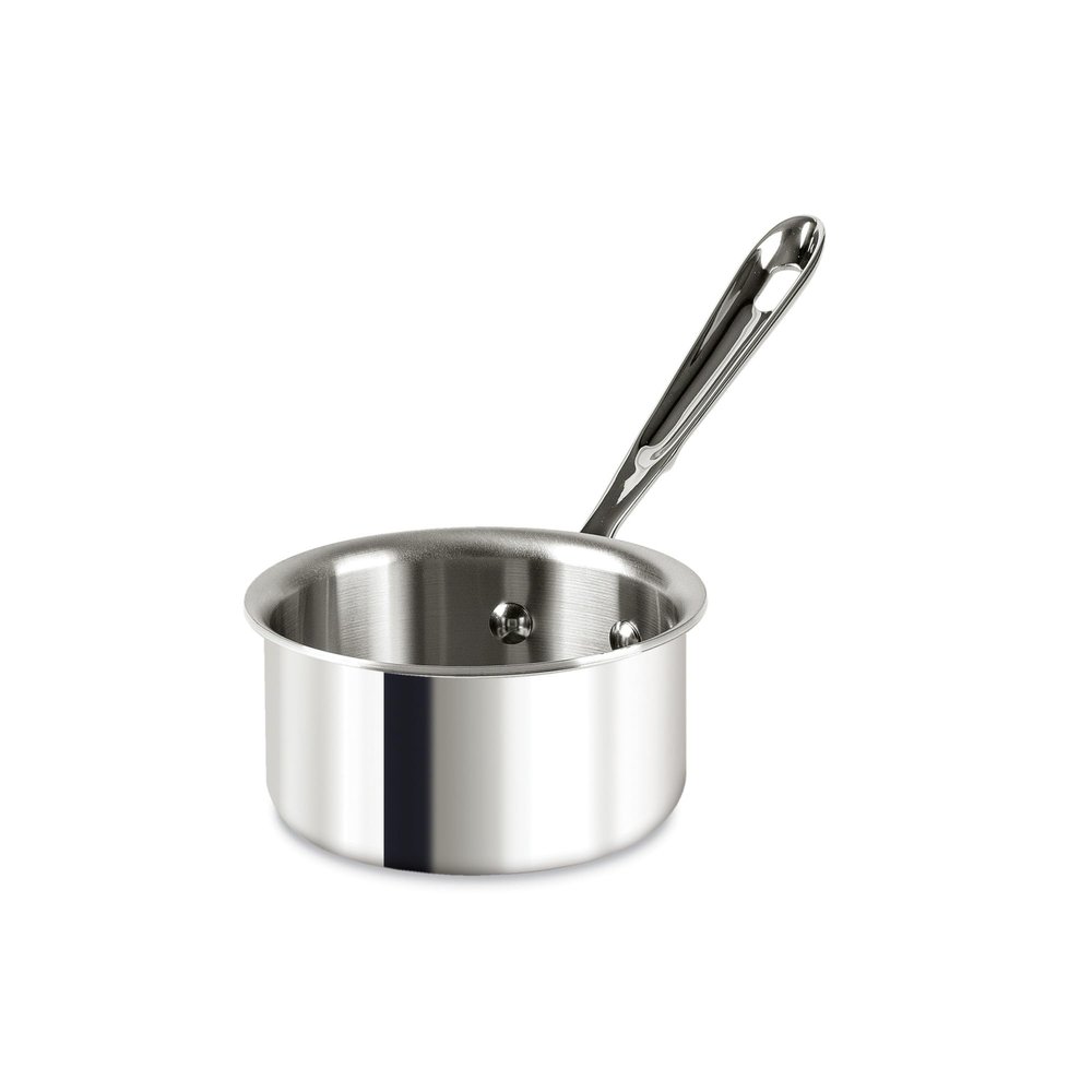 All-Clad D3 3-Ply Stainless Steel Butter Warmer 0.5 Quart Induction Oven Broiler Safe 600F Pots and Pans, Cookware, Sauce Pan Silver, 1/2-Quart