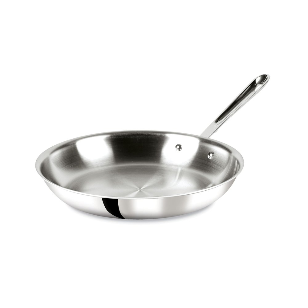 All-Clad D3 3-Ply Stainless Steel Fry Pan 12 Inch Induction Oven Broiler Safe 600F Pots and Pans, Cookware Silver