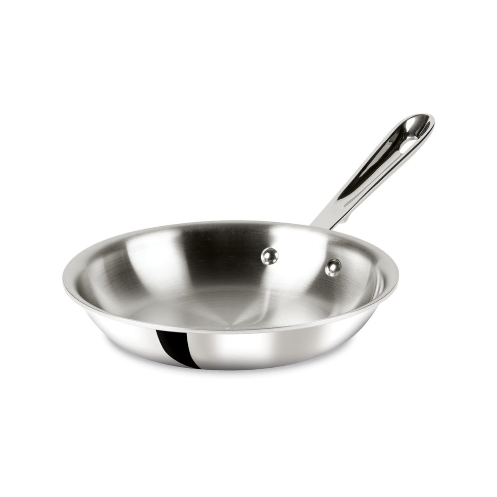All-Clad D3 3-Ply Stainless Steel Fry Pan 8 Inch Induction Oven Broiler Safe 600F Pots and Pans, Cookware Silver