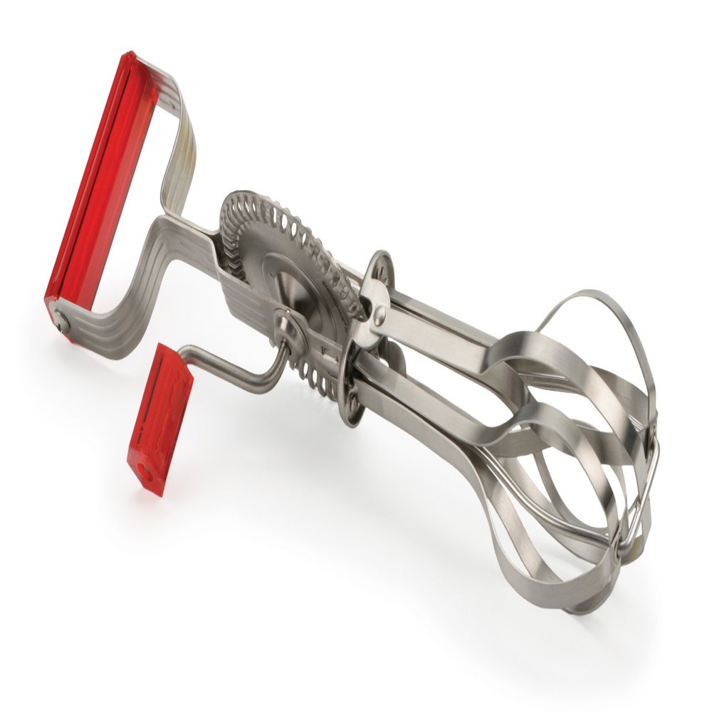 RSVP International Endurance (BEATR-RD) Antique Egg Beater, Hand-Crank, Stainless Steel, 12.25" | Whips & Beats Eggs, Cream, or Other Liquids | Dishwasher Safe | Retro Mixer