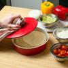 RSVP International Stoneware Tortilla Warmer & Server with Lid, Dishwasher, Microwave and Oven Safe, 8" Dia x 3", Red view 2
