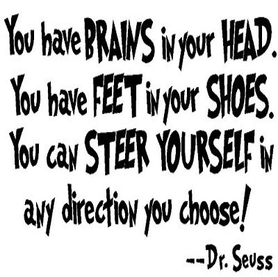 You Have Brains in Your Head.You Have feet in Your Shoes...Any Direction You Choose!-Dr.Seuss Vinyl Wall Decal,Art Quotes Inspirational Sayings 12" high x 22.5" Wide Byyoursidedecal