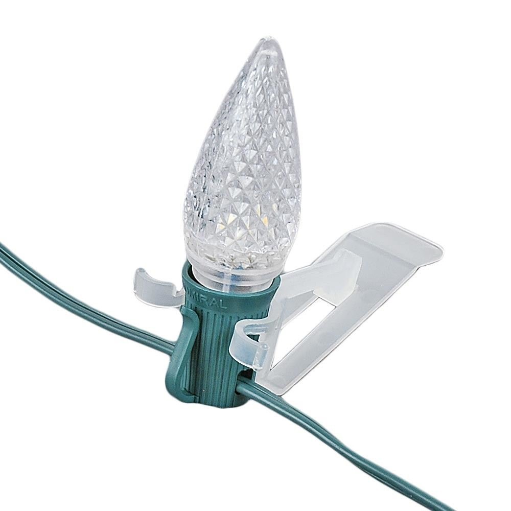 Novelty Lights 25 Pack All in One Christmas Light Clips, C7 and C9 Roof Line Clips for Shingle and Gutter Mounting, Clear/White