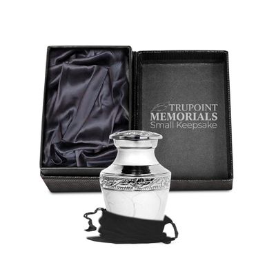 Trupoint Memorials Small Urns for Human Ashes Keepsake, Decorative Mini Cremation Urn for Adult Men and Women, Small Pearl with Silver Lining