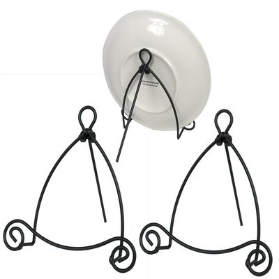 BANBERRY DESIGNS Black Metal Easels - Set of 3 - Scroll Design - Wrought Iron Display Stands - 6 InchesTall