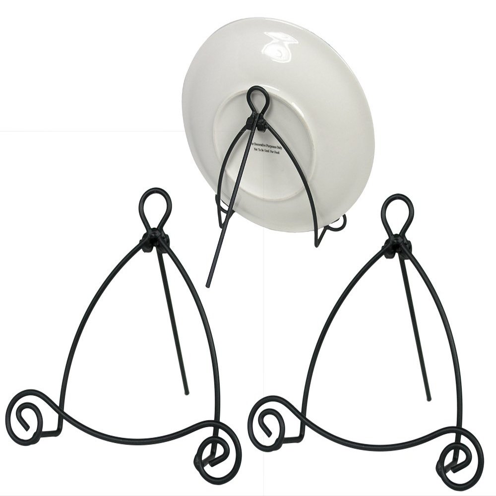 BANBERRY DESIGNS Black Metal Easels - Set of 3 - Scroll Design - Wrought Iron Display Stands - 6 InchesTall