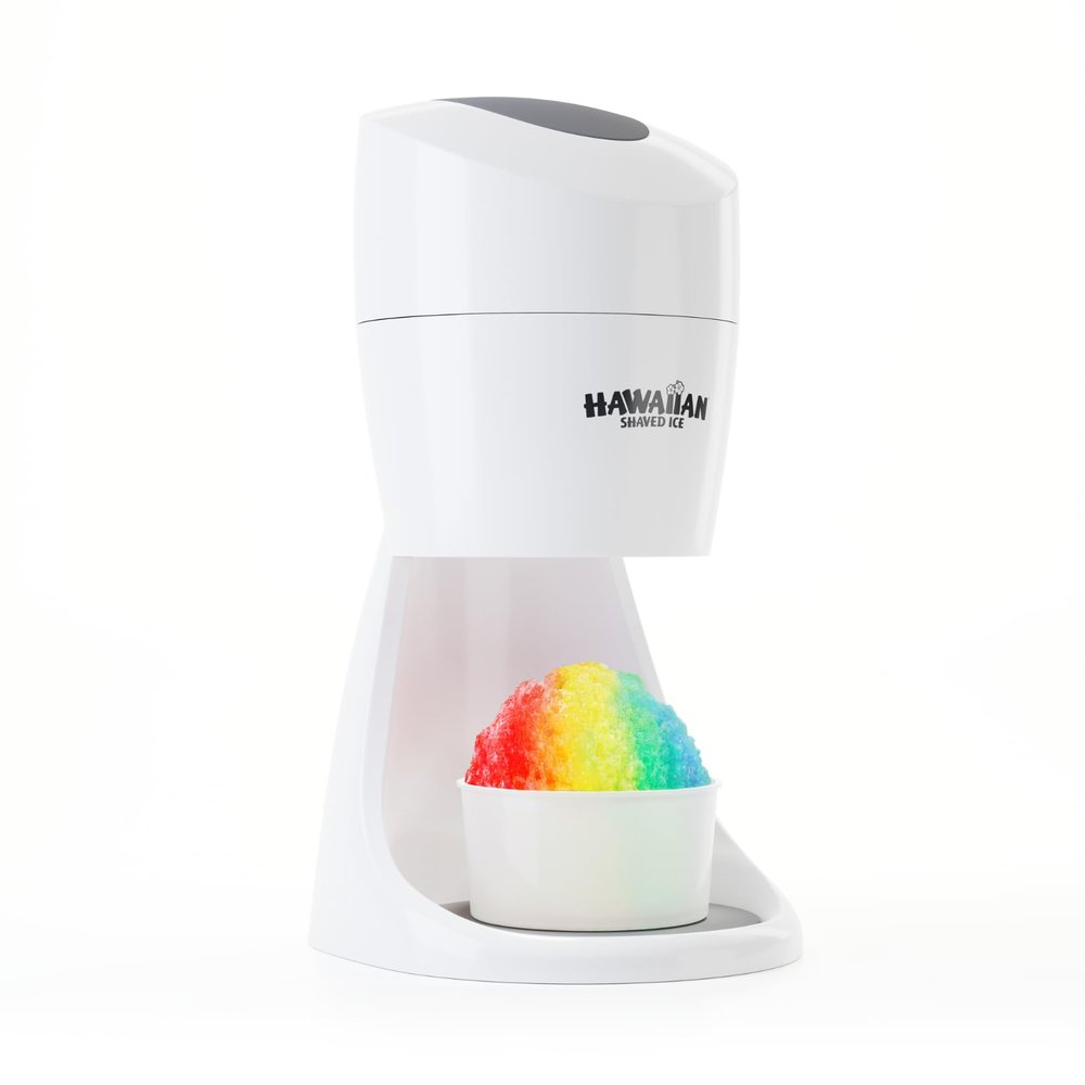 Hawaiian Shaved Ice S900A Snow Cone and Shaved Ice Machine with 2 Reusable Plastic Ice Mold Cups, Non-slip Mat, Instruction Manual, 1-year Manufacturers Warranty, 120V, White