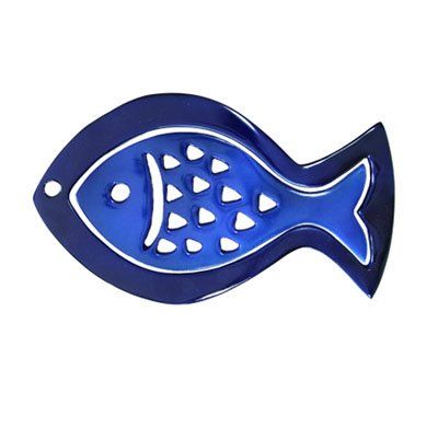 Anodize Aluminum Two Piece Trivet - Fish Blue