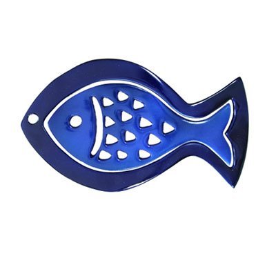 Anodize Aluminum Two Piece Trivet - Fish Blue