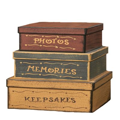 Your Heart's Delight Square Photos, Memories, Keepsakes Nesting Boxes, 12-1/2 by 9-Inch, Set of 3