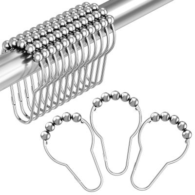 Amazer Shower Curtain Hooks, Decorative Shower Curtain Hooks Rust Proof Stainless Steel Shower Curtain Hooks, Shower Hooks for Shower Curtain Bathroom 12PCS, Polished Chrome