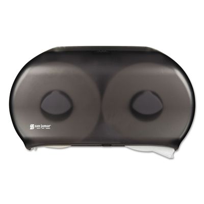 San Jamar R4000TBK Twin 9-Inch Jumbo Tissue Dispenser, 19 x 5 1/4 x 12, Transparent Black Pearl