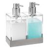 Modern Innovations Acrylic Twin Liquid Soap and Lotion Dispenser Set with Caddy - Double Soap Dispenser for Kitchen - Clear Soap Dispenser for Bathroom, Shampoo, Conditioner, Body Wash view 1
