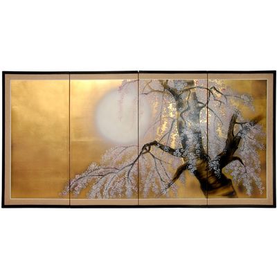 Red Lantern 36" x 72" Gold Leaf Sakura Blossom
