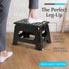 Handy Laundry Folding Step Stool - Sturdy Enough Collapsible Stool to Support Adults and Safe Enough for Kids - Opens Easy with One Flip - Great for Kitchen, Bathroom or Bedroom (Black - 9 Inch) view 2