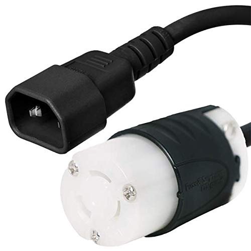 IEC C14 to NEMA L6-15R Plug Adapter - 1 Foot, 15A/250V 14 AWG - Iron Box # IBX-8585