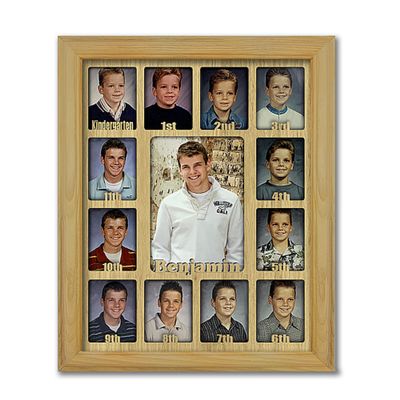 Northland School Years Picture Frame K-12 | Personalized - Add Any Name | School Days Graduation Frame | Holds Twelve 2.5" x 3.5" Photos and 5" x 7" K to 12 Photo | Oak Frame and Mat