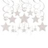 Silver Shooting Stars Hanging Foil Swirls - 18" & 24" (30 Pcs) - Party Decorations for Birthdays, Graduations, and Festive Events view 1