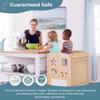 Guidecraft Classic Kitchen Helper Stool with 2 Keepers - Double Wide: Adjustable Height Step Stool for Kids, Children Furniture view 2
