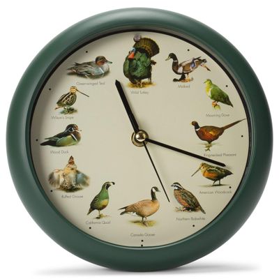 Mark Feldstein, Singing Wild Game Birds of North America Clock, 8 Inch, Green