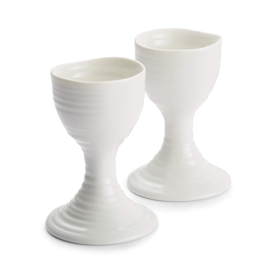 Portmeirion Sophie Conran Egg Cups - Set of 2, Fine Porcelain Breakfast Egg Holders for Soft & Hard Boiled Eggs - 3.5 Inch Serveware, Durable, Dishwasher & Microwave Safe