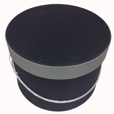 Sarah's Hat Boxes Classic Black/Gray Hat Box  18.5" x 9.5" (Dia. x Ht.) Handmade in USA  Odorless Non-Toxic Adhesive, Cording Handle  Premium Storage for Hats & Accessories