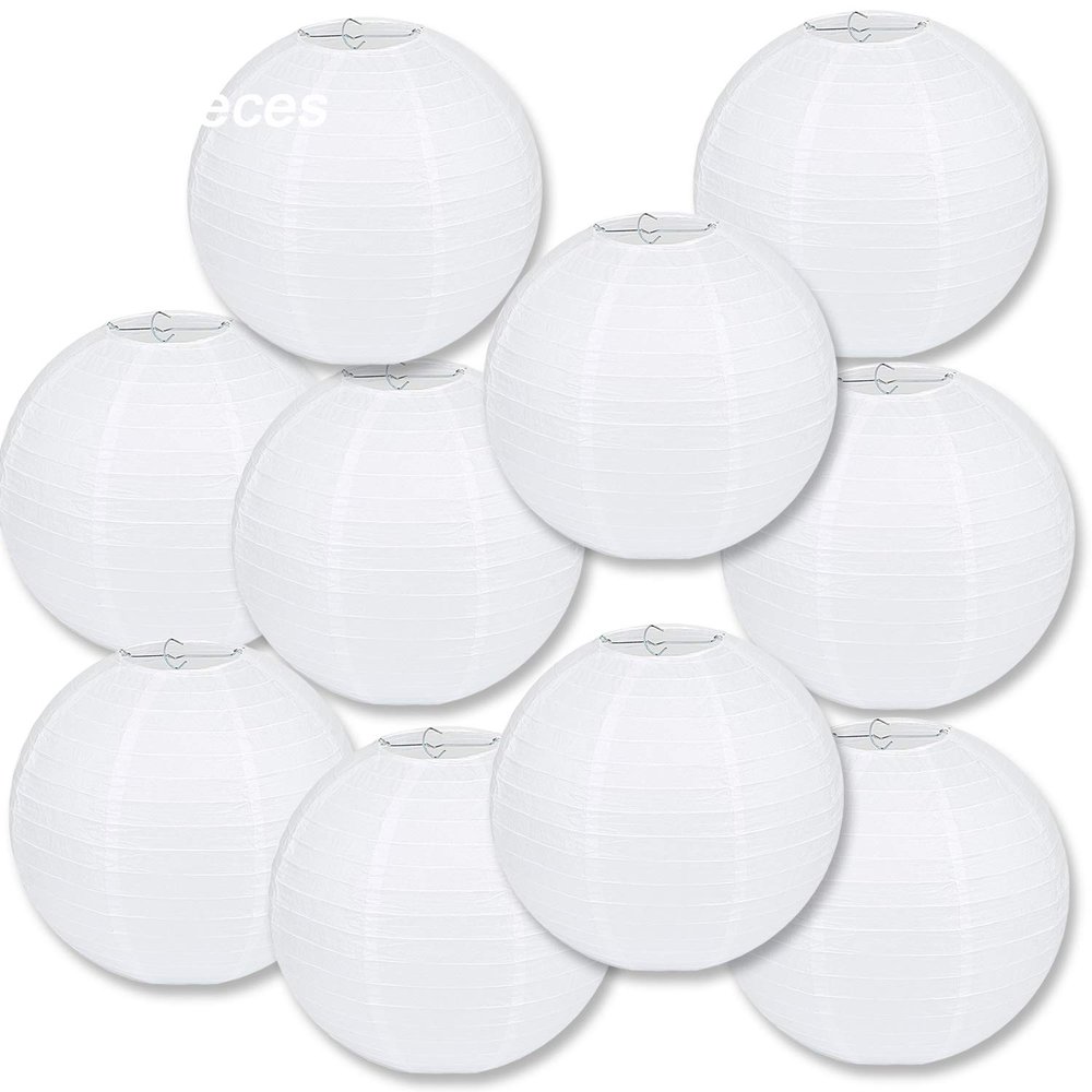 LURICO 10 Packs 12 Inch White Paper Lanterns Round Chinese/Japanese Hanging Ball Lantern Lamps for Birthday Wedding Christmas Parties, Home Decor and Weddings Decorations