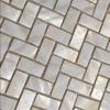 Genuine White Herringbone Mother of Pearl Mosaic Tile 6 Packs-Bathroom Kitchen Shower Wall Backspalsh Tile view 2