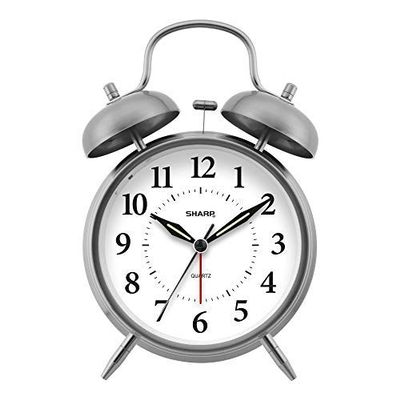 Sharp SPC800 Quartz Analog Twin Bell Alarm Clock (Silver)