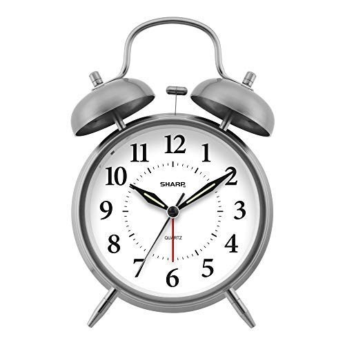 Sharp SPC800 Quartz Analog Twin Bell Alarm Clock (Silver)