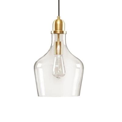 INK+IVY Auburn Pendant Lighting for Dining Room, Industrial Kitchen Lights, Hand-blown Glass Bell Shaped Pendant Light for Kitchen Island, Foyer, Bedroom, 9" Dia x 95.5" H, Gold/Clear