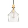 INK+IVY Auburn Pendant Lighting for Dining Room, Industrial Kitchen Lights, Hand-blown Glass Bell Shaped Pendant Light for Kitchen Island, Foyer, Bedroom, 9" Dia x 95.5" H, Gold/Clear view 1