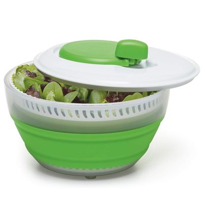 PrepWorks 3 Qt Collapsible Salad Spinner  Space-Saving, Easy-to-Use, BPA-Free, for Quick Salad Washing & Drying, Dishwasher Safe