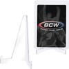 BCW Card Stands - Set of 50 | Crystal Clear Transparent Mini Easels for Picture Display | Durable & Sturdy Design | Perfect for Trading Cards, Sports Memorabilia, Use at Home, Office, Shop, and More view 1