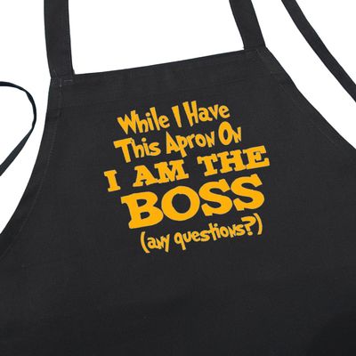 Black Cooking Apron For Kitchen Commanders & Grill Masters I Am The Boss, Funniest Apron For Men And Women, Novelty Aprons For Adults