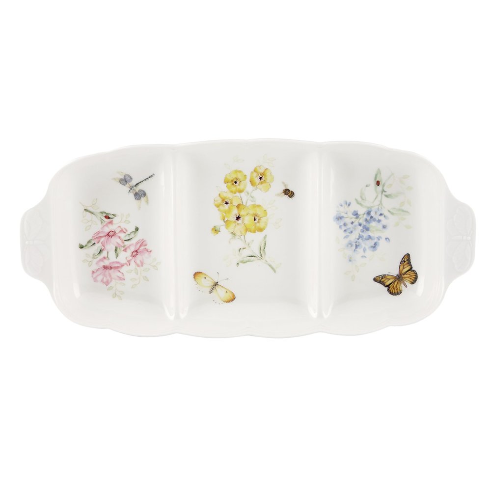 Lenox Butterfly Meadow 3 Part Divided Serving Tray, 2.30 LB
