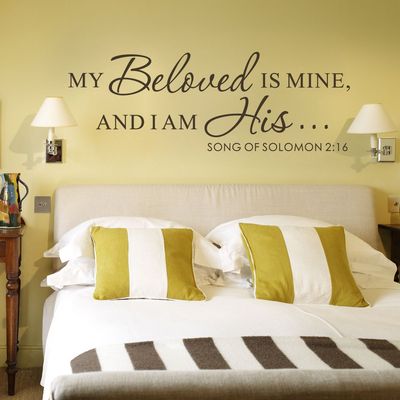 MairGwall My Beloved is Mine and I Am His Bible Verse Vinyl Wall Lettering Words Scripture Religious Wall Sticker Quotes DecorationLarge,Black