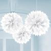 Elegant Frosty White Fluffy Hanging Paper Decorations - 16", 3 Pieces - Great For Party & Event Decor view 1