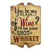 BarConic Glass of Wine/Shot of Whiskey Wood Plaque Bar Sign Tavern-shaped view 1