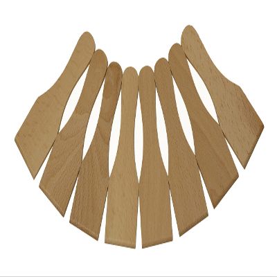BICB Wooden Raclette Spatula Set of8  Smooth Beechwood Scrapers Safe for Nonstick Pans, Ideal for Raclette, Fondue & Baking