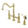 Kingston Brass KS1272PLBS Heritage Kitchen Faucet with Brass Sprayer, 8-3/4-Inch, Polished Brass view 1