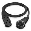 Maximm Cable 2 Ft 360 Rotating Flat Plug Extension Cord, 16/3 AWG Multi 3 Outlet 3-Prong Grounded Wire- Black - UL Certified view 1