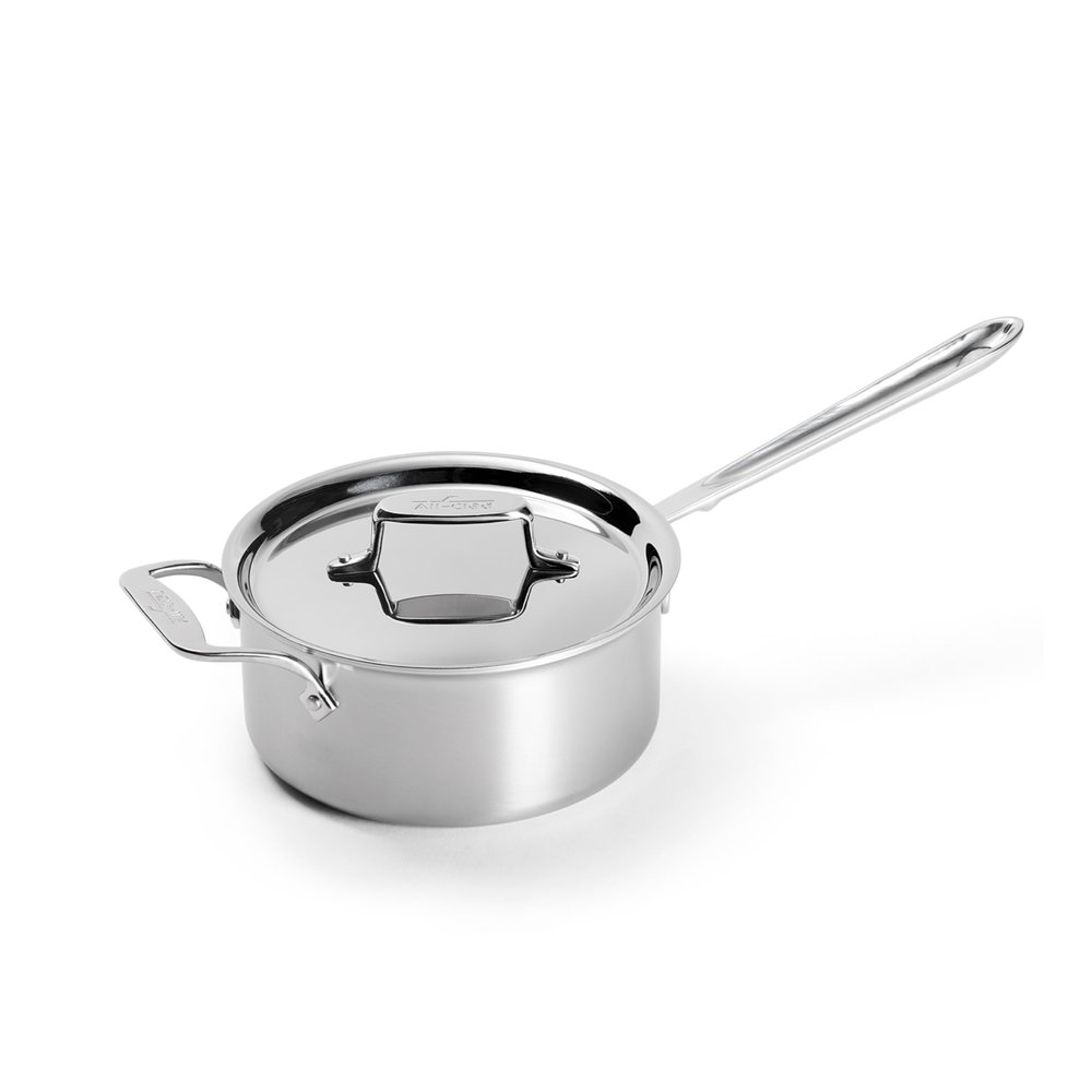 All-Clad D5 5-Ply Stainless Steel Sauce Pan 3 Quart Induction Oven Broiler Safe 600F Pots and Pans, Cookware Silver